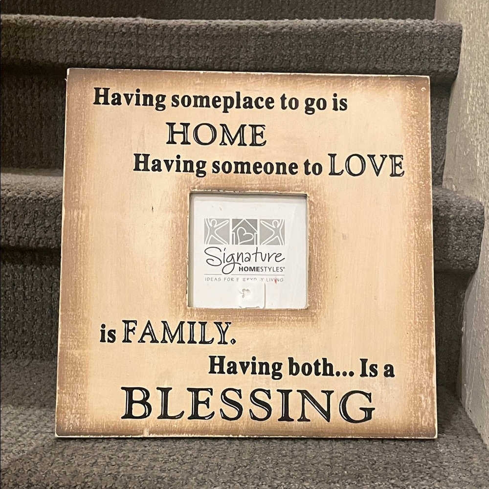 Beige Inspirational Picture Frame - 'Home is Family'